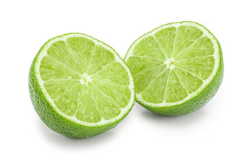 Fototapeta na wymiar half lime isolated on white background closeup