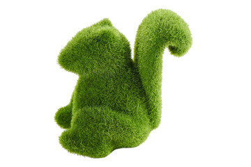 Squirrel shape green grass on a white background