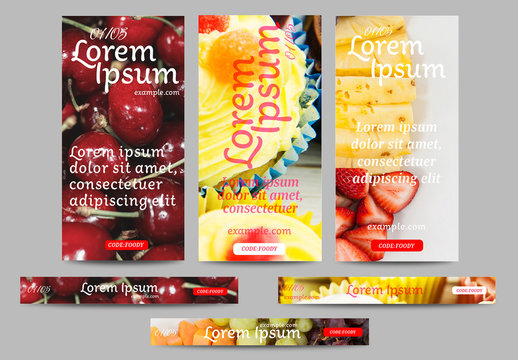 Web Banner Layouts with Food Images