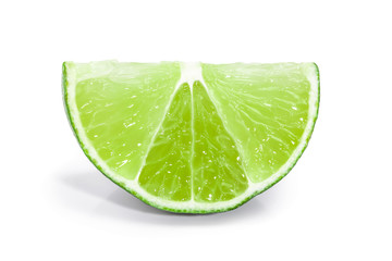 slice lime isolated on white background closeup