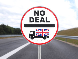Brexit no deal sign british lorries have to stay out no entry