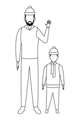 man with child avatars black and white