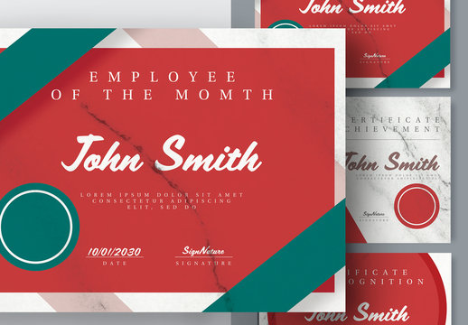 Coral Red Set of Certificate Layouts with Teal Accents