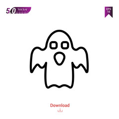 Outline ghost  icon isolated on white background. Popular icons for 2019 year. holiday-compilation. Graphic design, mobile application, logo, user interface. EPS 10 format vector