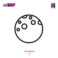 Outline full-moon icon isolated on white background. Popular icons for 2019 year. holiday-compilation. Graphic design, mobile application, logo, user interface. EPS 10 format vector