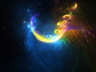 Fototapeta na wymiar Glowing Plasma Energy, Starfield, Stars and space dust. universe. Vast open interstellar space, cosmic abstract artwork. Brilliant glowing nebula in outer space, abstract creative artwork.