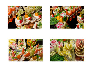 Exquisite and appetizing food sets - salads, dinner dishes. © MAXSHOT_PL