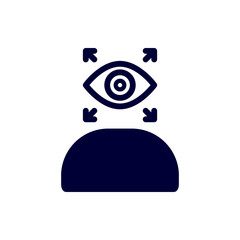 Appearance, aspect, design, eye, look, view, creative vision navy blue color  icon