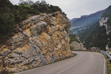 road on mountains, turn on the road 