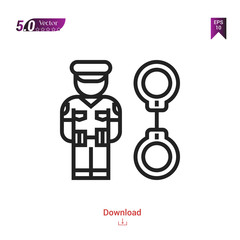 Outline policeman professions icon vector isolated on white background. people. Graphic design, mobile application,professions icons 2019 year, user interface. Editable stroke. EPS10 format