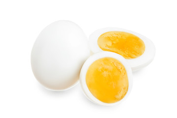 boiled egg and half isolated on white background