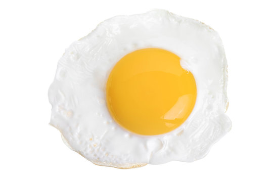 Fried Egg Isolated On White Background. Top View