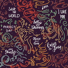 abstract doodle hand drawn pattern vector. chaotic wavy lines, curl, scroll background. Seamless pattern. wallpapers, pattern fills, web page backgrounds. handwritten lettering motivational phrase