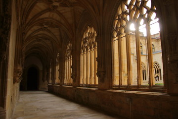 Medival monastery san salvador, ona town, castilla and leon, spain, march 2019. editorial usage 