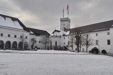 Obraz premium Ljubljana Castle in Winter, Slovenia