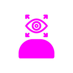 Appearance, aspect, design, eye, look, view, creative vision magenta color icon