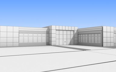 Fototapeta na wymiar 3d render exterior mall, exterior visualization, 3D illustration