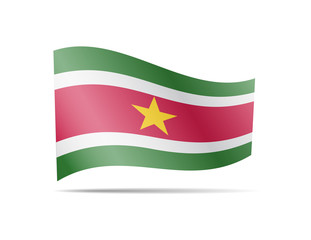 Waving Suriname flag in the wind. Flag on white background vector illustration