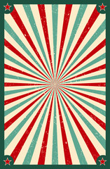 Sunlight retro vertical background. Ray pattern background. Old starburst. Circus style