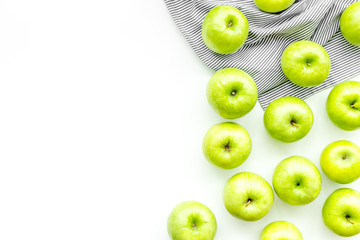 summer food with apples on light background top view mock up