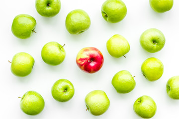 summer fruit pattern with apples on light background top view