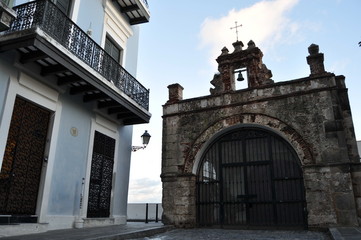 Fototapeta na wymiar Old church tower in Puerto Rico