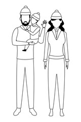 couple with child avatar black and white