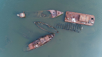 Group of Skeleton Boats