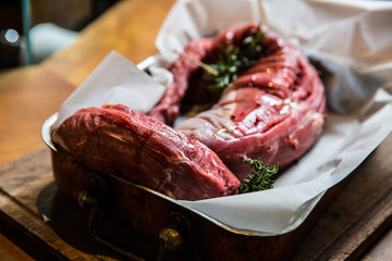 Fresh and raw beef meat.