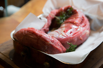 Fresh and raw beef meat.