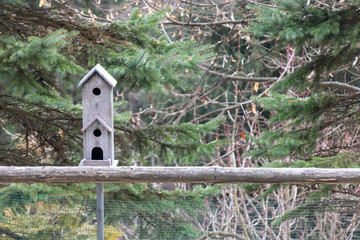Double grey bird house