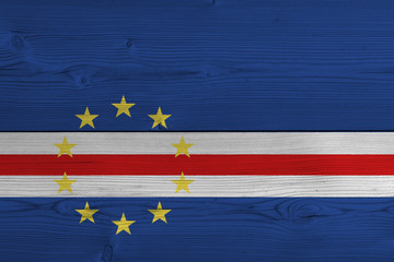 Cape Verde flag painted on old wood plank