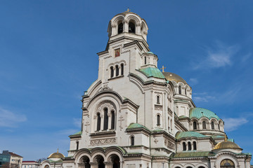 Amazing view of Cathedral Saint Alexander Nevski in Sofia, Bulgaria