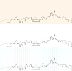 Lausanne Hand Drawn Skyline