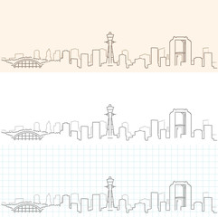 Fototapeta premium Osaka Hand Drawn Skyline