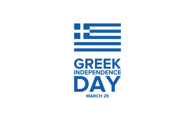 Greek Independence Day poster and banner. National freedom holiday background. Greeting card with handwritten calligraphy text and Greece flag. Vector Illustration