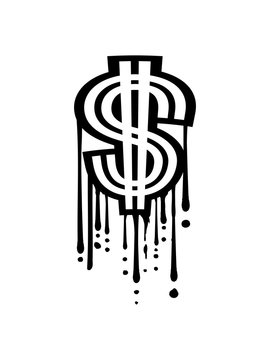 dollar graffiti tropfen symbol zeichen geld reich million&auml;r reichtum sparen w&auml;hrung verdienen finanzstark stinkreich profit logo design gangster rapper