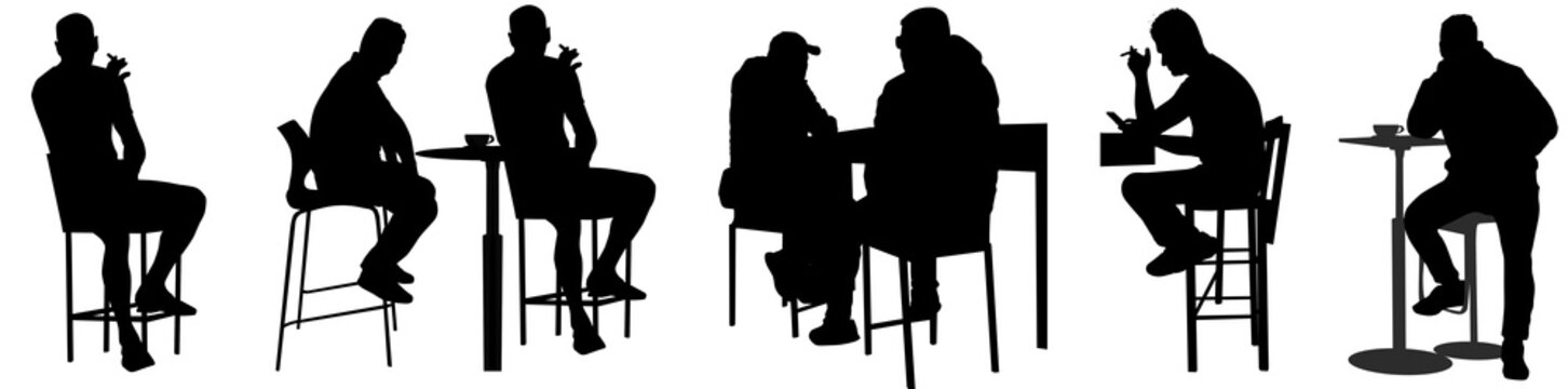 People Silhouettes Sitting In Public Bar