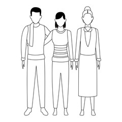couple and old woman avatar black and white