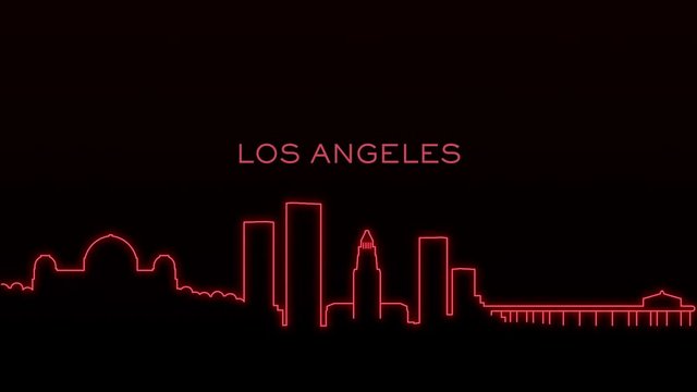Los Angeles Light Lines Skyline Animation and Text