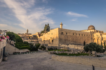 Jerusalem - October 04, 2018: Walls of the old City of Jerusalem, Israel