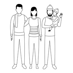 family avatar cartoon character black and white