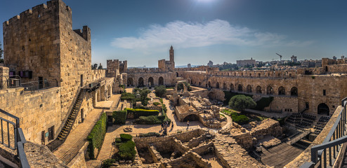 Fototapeta premium Jerusalem - October 03, 2018: The ancient Tower of David in the old City of Jerusalem, Israel