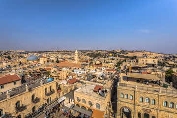 Naklejka premium Jerusalem - October 03, 2018: Panorama of the old City of Jerusalem, Israel