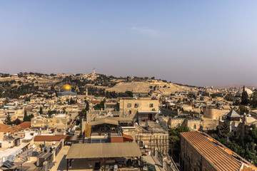 Fototapeta na wymiar Jerusalem - October 03, 2018: Panorama of the old City of Jerusalem, Israel