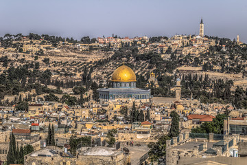 Fototapeta na wymiar Jerusalem - October 03, 2018: Panorama of the old City of Jerusalem, Israel