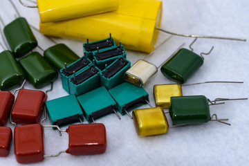 Electronic components, Lots of colorful film capacitors