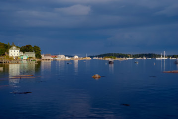 Gorgeous light on small fishing village and tourist destination on Deer Isle in Maine.