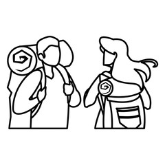 adventurous couple with travelbag