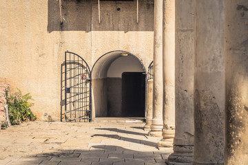 Jerusalem - October 04, 2018: Merchant in the ancient corridors in the old City of Jerusalem, Israel